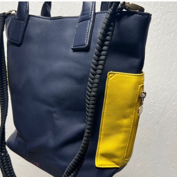 Desigual navy color block multicolor 3D pattern design tote crossbody bag - Picture 7 of 12